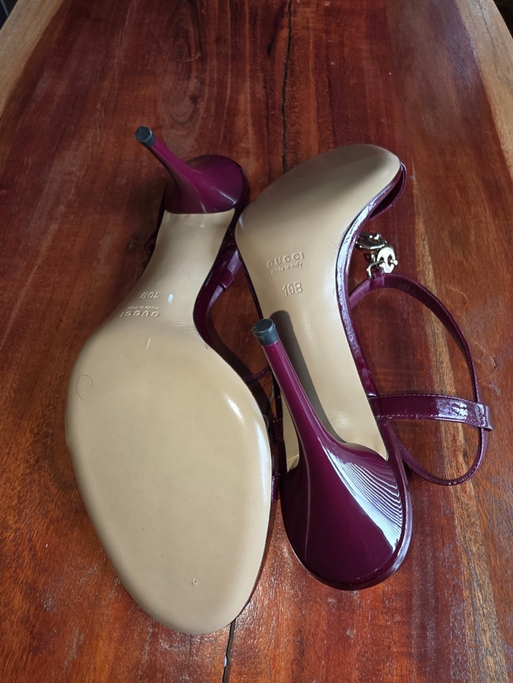 Gucci Patent Leather Strappy Sandals in Deep Burgundy - Picture 6 of 6